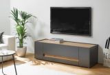 TV-Lowboard Center in grau matt und Wotan Eiche TV-Unterteil 140 x 40 cm