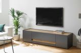 TV-Lowboard Center in grau matt und Wotan Eiche TV-Unterteil 170 x 40 cm
