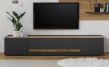 TV-Lowboard Center in Grau und Wotan Eiche,  223 x 40 cm gro�er TV Unterschrank