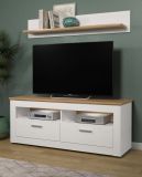 TV-Lowboard Timber in Andersen Pinie wei� und Artisan Eiche Landhaus TV-Unterteil mit Komforth�he 148 x 59 cm