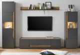 Wandboard Center in grau matt und Wotan Eiche Wandregal 170 x 15 cm