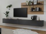 Wandpaneel Center in grau matt und Wotan Eiche H�ngeregal 155 x 80 cm