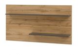 Wandpaneel Center in grau matt und Wotan Eiche H�ngeregal 155 x 80 cm