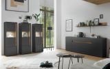 Sideboard Center in Grau matt und Wotan Eiche Kommode 220 x 87 cm
