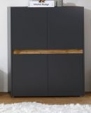 Highboard Center in grau matt und Wotan Eiche 100 x 120 cm