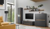 Highboard Center in grau matt und Wotan Eiche 100 x 120 cm