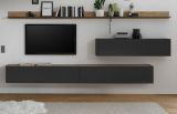 Wohnwand Center in grau matt und Wotan Eiche 5-teilig mit XXL TV-Board 340 x 180 cm