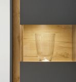 Schrank Set 3-teilig Center in grau matt und Wotan Eiche Wohnkombination 3 x Vitrine 190 x 155 cm