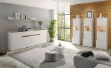 Vitrine Center in wei� und Wotan Eiche Vitrinenschrank 50 x 155 cm
