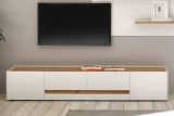 TV-Lowboard Center in wei� und Wotan Eiche TV-Unterteil 223 x 40 cm TV-Board XL