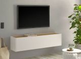 TV-Lowboard Center in wei� und Wotan Eiche TV-Unterteil h�ngend 150 x 35 cm H�ngeschrank