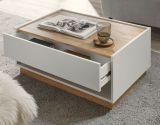 Couchtisch Center in wei� und Wotan Eiche Wohnzimmertisch 90 x 60 cm