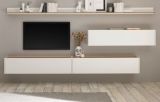 Wohnkombination Center in wei� und Wotan Eiche Wohnwand 5-teilig mit XXL-Board 340 x 180 cm
