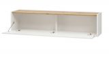 Wohnkombination Center in wei� und Wotan Eiche Wohnwand 4-teilig 400 x 180 cm mit XXL-Board und Wandpaneel