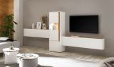 Wohnkombination Center in wei� und Wotan Eiche Wohnwand 3-teilig 350 x 155 cm