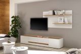 Wohnkombination Center in wei� und Wotan Eiche Wohnwand 2-teilig 300 x 180 cm mit XL-Board und Wandpaneel