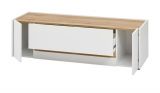 Wohnwand Center in wei� und Wotan Eiche Wohnkombination 4-teilig 340 x 170 cm