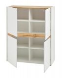 Wohnwand Center in wei� und Wotan Eiche Wohnkombination 5-teilig 330 x 197 cm
