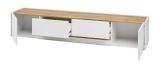 Wohnwand Center in wei� und Wotan Eiche Wohnkombination 4-teilig 400 x 197 cm mit XL-Board