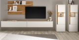 Wohnwand Center in wei� und Wotan Eiche Wohnkombination 5-teilig 440 x 180 cm mit XXL-Board