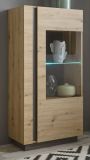 Vitrine Louna in Eiche Artisan und Graphit grau Vitrinenschrank 72 x 154 cm