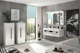 Badezimmer Midischrank Design-D in wei� Hochglanz Badm�bel Kommode 45 x 126 cm
