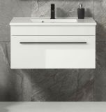 Waschbeckenunterschrank MIT Waschbecken Design-D in wei� Hochglanz Waschtisch Set h�ngend 80 x 43 cm
