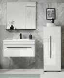 Badm�bel Set Design-D in wei� Hochglanz und schwarz Badkombination MIT Waschbecken 135 x 200 cm