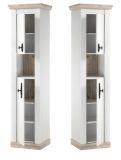 Badezimmer Hochschrank Rovola in Pinie wei� / Oslo Pinie Landhaus Badschrank 42 x 200 cm