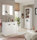 Badezimmer Hochschrank Rovola in Pinie wei� / Oslo Pinie Landhaus Badschrank 65 x 200 cm