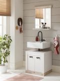 Badezimmer Spiegel Rovola in Pinie wei� / Oslo Pinie Landhaus Badspiegel mit Ablage 60 x 72 cm