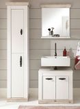 Badezimmer Spiegel Rovola in Pinie wei� / Oslo Pinie Landhaus Badspiegel mit Ablage 60 x 72 cm