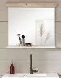 Badezimmer Spiegel Rovola in Pinie wei� / Oslo Pinie Landhaus Badspiegel mit Ablage 80 x 72 cm