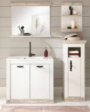 Waschbeckenunterschrank MIT Waschbecken Rovola in Pinie wei� / Oslo Pinie Landhaus Waschtisch Set 81 x 85 cm