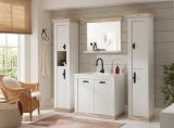 Waschbeckenunterschrank MIT Waschbecken Rovola in Pinie wei� / Oslo Pinie Landhaus Waschtisch Set 81 x 85 cm