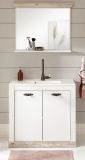 Badkombination Rovola in Pinie wei� / Oslo Pinie Landhaus Badm�bel Set 3-tlg. MIT Waschbecken 81 x 200 cm