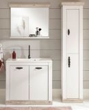 Badkombination Rovola in Pinie wei� / Oslo Pinie Landhaus Badm�bel Set 4-tlg. MIT Waschbecken 143 x 200 cm