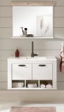 Badkombination Rovola in Pinie wei� / Oslo Pinie Landhaus Badm�bel Set 3-tlg. h�ngend MIT Waschbecken 81 x 200 cm