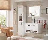 Badkombination Rovola in Pinie wei� / Oslo Pinie Landhaus Badm�bel Set 4-tlg. h�ngend MIT Waschbecken 143 x 200 cm