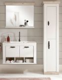 Badkombination Rovola in Pinie wei� / Oslo Pinie Landhaus Badm�bel Set 4-tlg. h�ngend MIT Waschbecken 143 x 200 cm