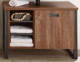 Badezimmer Waschbeckenunterschrank Auburn in Eiche Stirling und Matera grau Badm�bel Unterschrank 81 x 62 cm