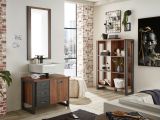 Badm�bel Set 2-teilig Auburn in Eiche Stirling und Matera grau Badkombination Waschbeckenunterschrank und Spiegel 81 x 205 cm