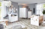 Babyzimmer Wickelkommode Svea in wei� matt mit Buche massiv Babym�bel Wickeltisch 96 x 105 cm