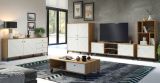 Couchtisch Linea in wei� matt und Eiche Artisan Beistelltisch mit 2 x Schubkasten 110 cm