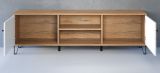 TV-Lowboard Linea wei� matt mit Rautenoptik und Eiche Artisan TV-Unterteil 183 cm mit Soft-Close