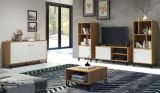 Kommode Linea in wei� matt mit Rautenoptik und Eiche Artisan Sideboard 123 cm