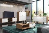 Sideboard Linea in wei� matt mit Rautenoptik und Eiche Artisan Kommode 183 cm