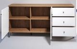 Sideboard Linea in wei� matt mit Rautenoptik und Eiche Artisan Kommode 183 cm