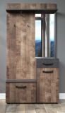 Kompaktgarderobe Smile in Eiche Tabak und Matera grau Garderobe Set mit Spiegel 104 cm