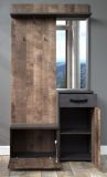 Kompaktgarderobe Smile in Eiche Tabak und Matera grau Garderobe Set mit Spiegel 104 cm